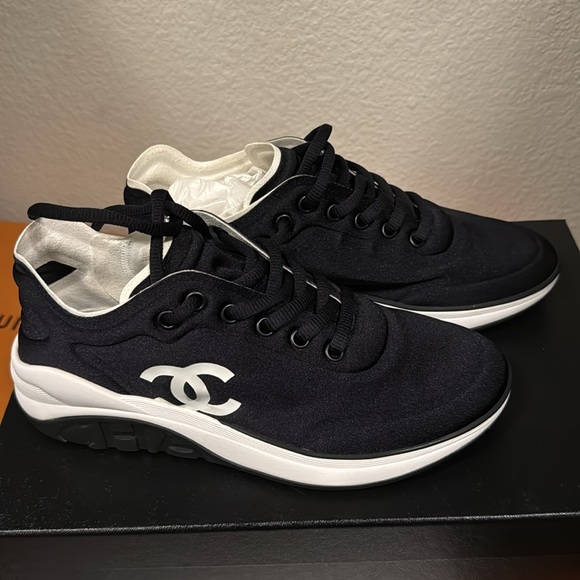 Black Chanel sneakers in size 6.5. Worn only once. Comes with receipt/dust bag - Picture 5 of 6